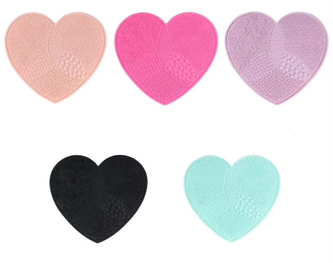 Ferramenta de Limpeza em Forma de Coração, Almofada de Esfregão, Limpador de Silicone para Pincéis de Maquiagem