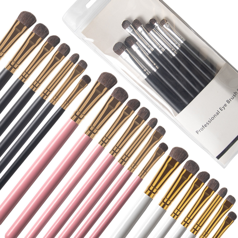Pincéis de Maquiagem Profissionais de Sombra para os Olhos Personalizados com Logo em Preto e Branco de Marca Própria