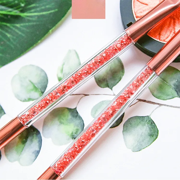 Pincéis de Maquiagem com Cabo Transparente de Cristal Arco-Íris, Pincel para Pó, Blush e Contorno, Pincel de Maquiagem para Olhos Rosa, Ferramentas de Beleza