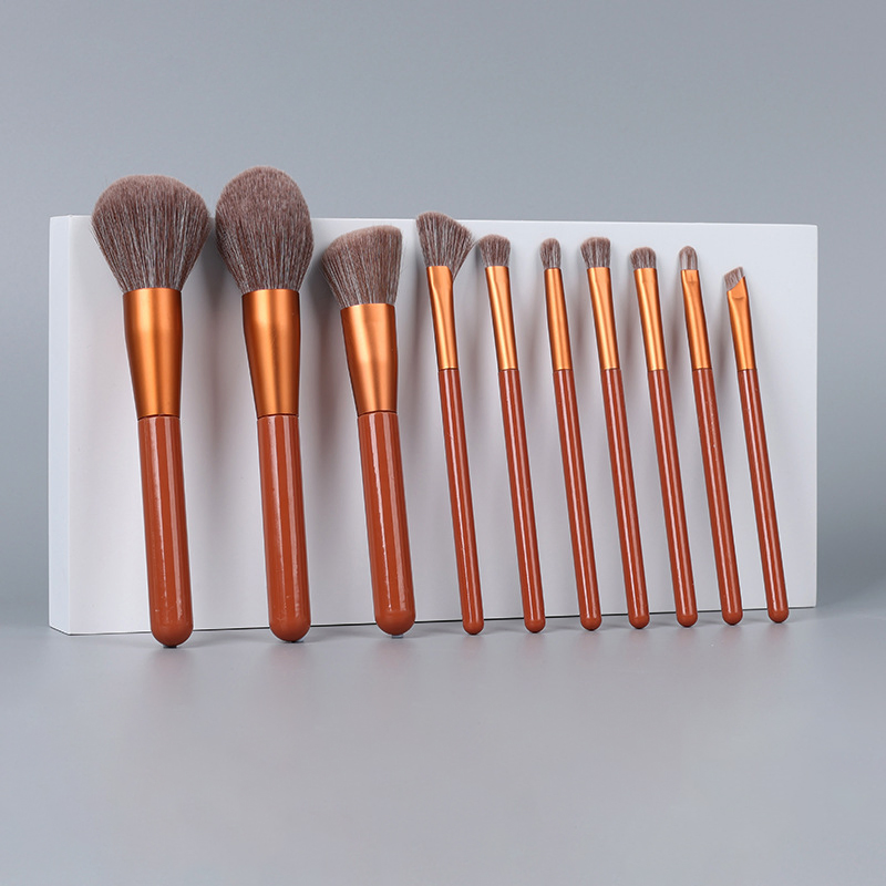Conjunto de Pincéis de Maquiagem Taupe Beautichen 10PCS - Pincéis de Sombra de Olhos, Contorno de Nariz, Pó Solto e Blush Acessíveis para Iniciantes