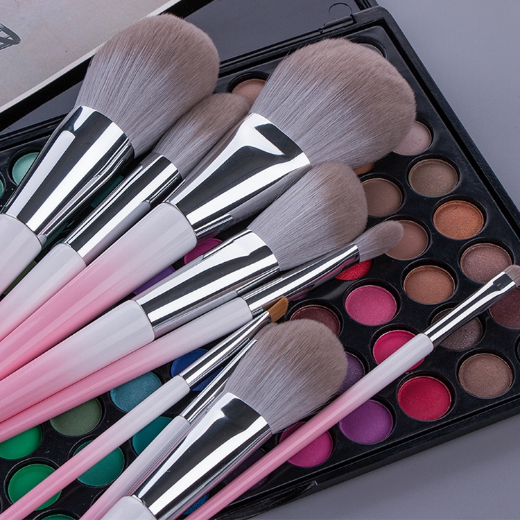 Novo Pincel de Maquiagem 13PCS Conjunto de Pincéis de Maquiagem para Pó, Fundação, Blush e Contorno com Cerdas Sintéticas de Alta Qualidade e Cabo de Madeira Gradiente Rosa