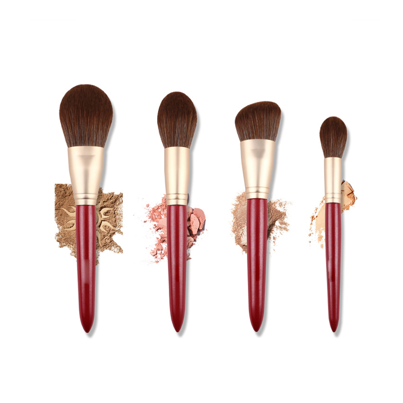 Conjunto de Pincéis de Maquiagem Vermelhos 12PC Acessórios Cosméticos Profissionais para Pó Facial, Blush, Corretivo, Contorno, Sombra de Olhos