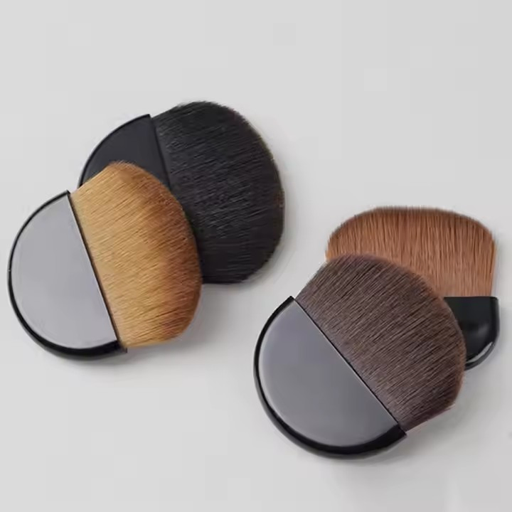 Pincéis de Maquiagem em Forma de Meio Redondo, Planos e Curvados, Pincel para Base, Pincel para Blush, Pincel para Contorno Facial, Pincel Mini Rosa