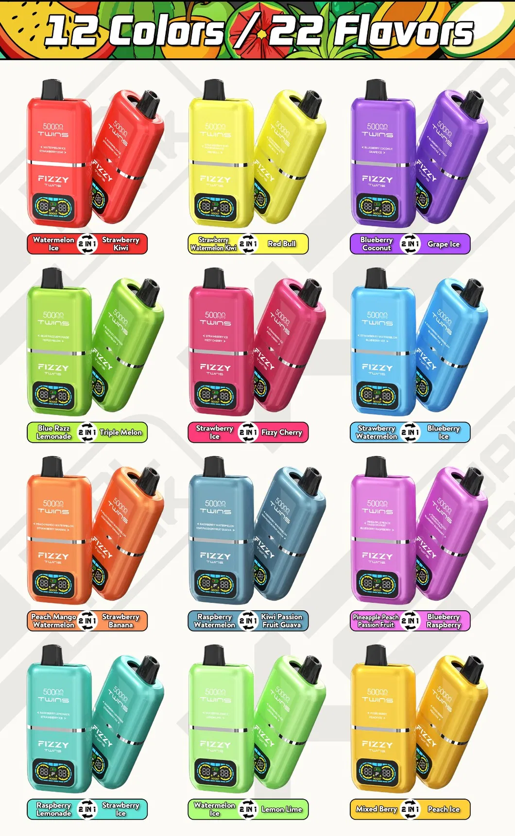 Vape Descartável Duplo Berlin Hot Fizzy 50000 60000 70000 Triplo 70000 70K Puffs com Ajustável 200 em 1 3 em 1 Sabores Estoque por Atacado para Envio Online
