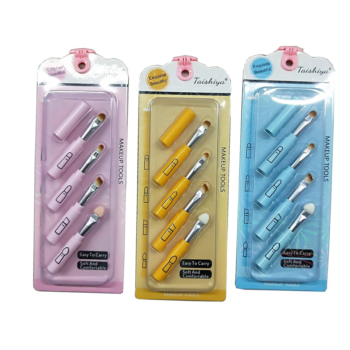 4 In1 Pincel de Maquiagem Multifuncional Pincel de Lábios Destacável Esponja Pincel de Sombra de Olhos