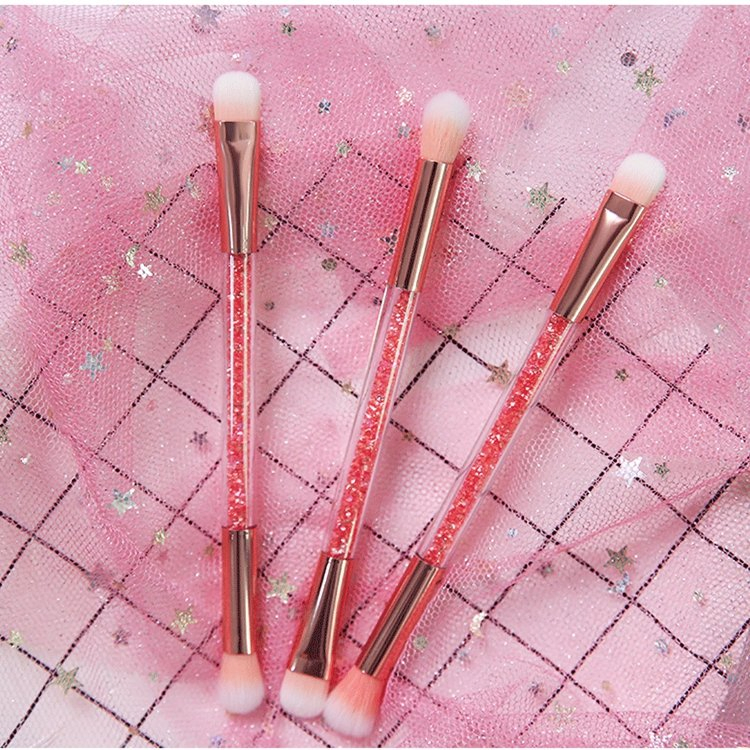 Pincéis de Maquiagem com Cabo Transparente de Cristal Arco-Íris, Pincel para Pó, Blush e Contorno, Pincel de Maquiagem para Olhos Rosa, Ferramentas de Beleza