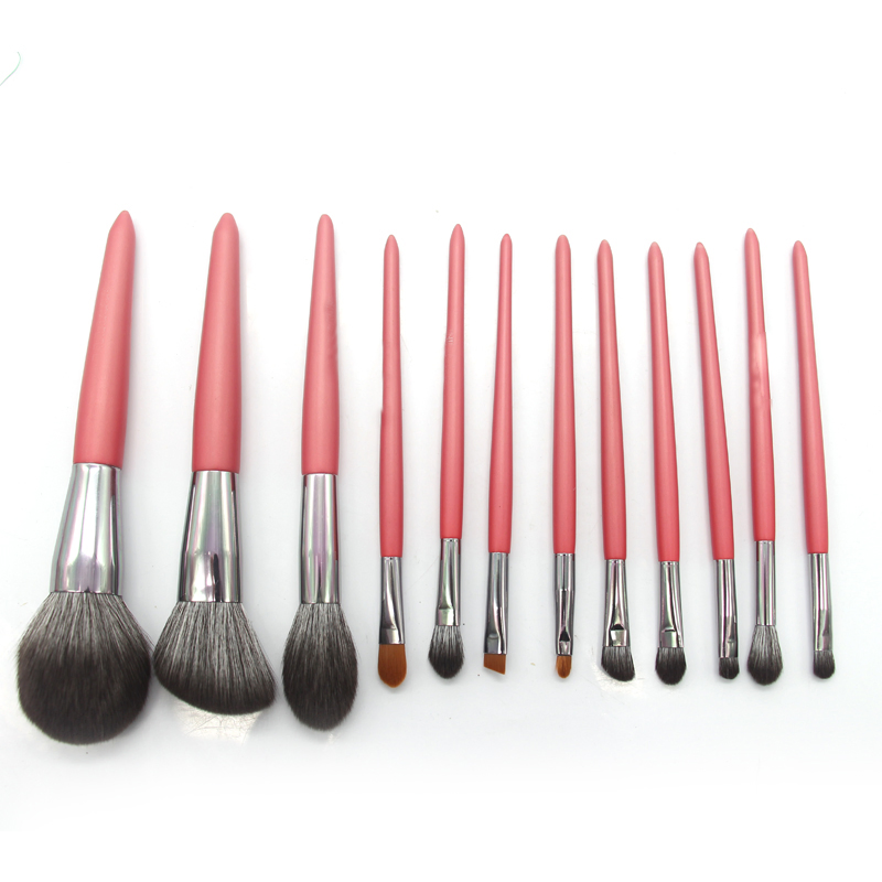 Conjunto de Pincéis de Maquiagem Vermelhos 12PC Acessórios Cosméticos Profissionais para Pó Facial, Blush, Corretivo, Contorno, Sombra de Olhos
