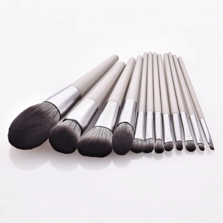 12 Conjunto de Pincéis de Maquiagem Profissional Premium Sintético com Cabo Afinado para Base, Mistura, Blush, Corretivo, Olhos, Rosto, Líquido, Pó e Creme