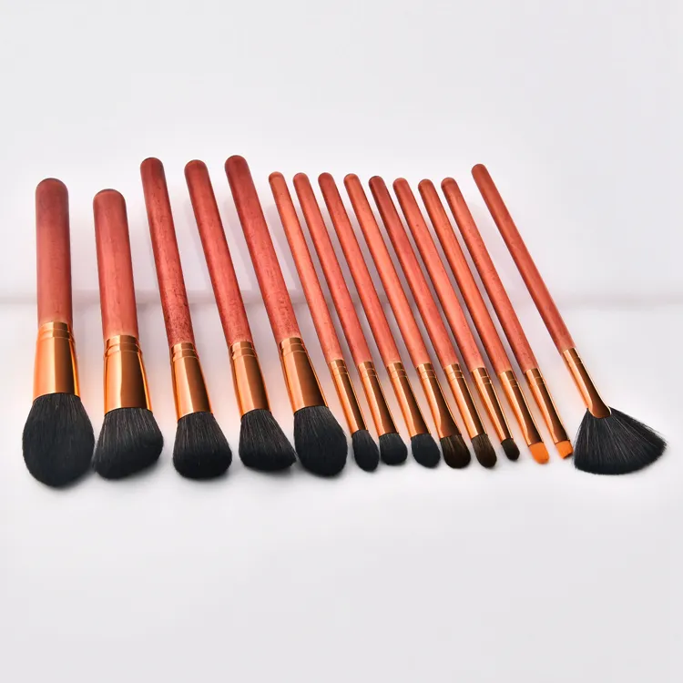 Conjunto de Pincéis de Maquiagem Profissional 14PCS para Pó, Base, Blush, Sombra, Delineador e Lábios