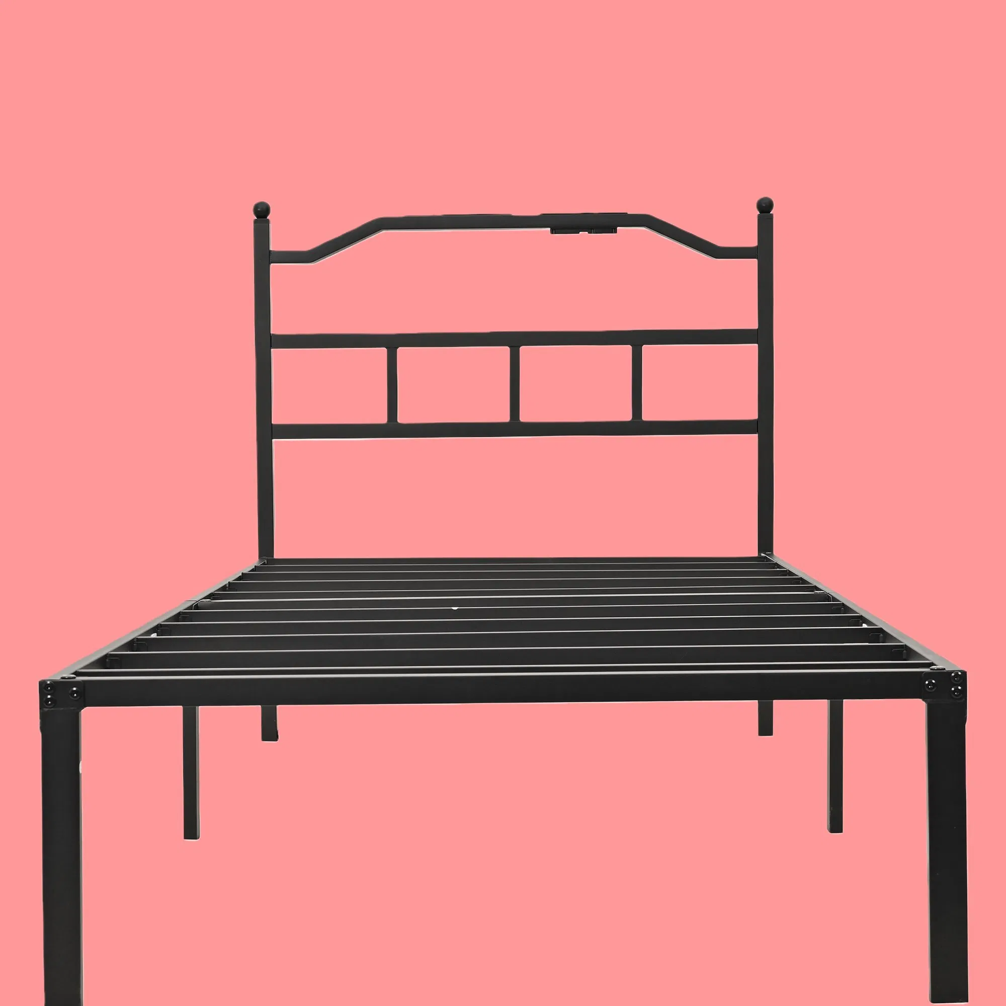 Cama de Ferro Moderna para Adulto com Estrutura de Aço Inoxidável e Resistente Hotel King Queen