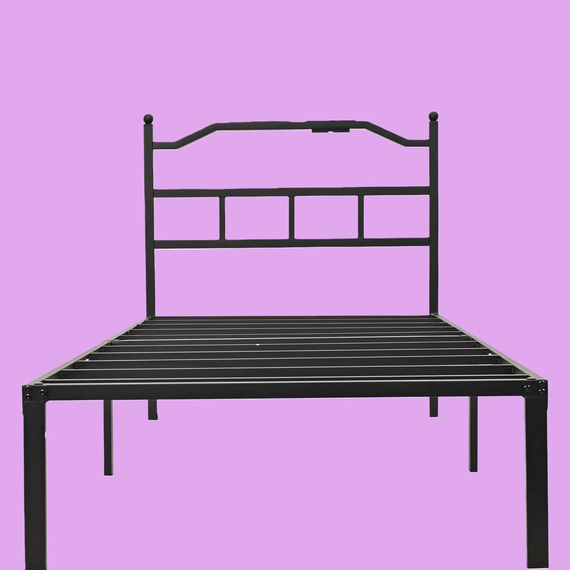 Cama de Ferro Moderna para Adulto com Estrutura de Aço Inoxidável e Resistente Hotel King Queen