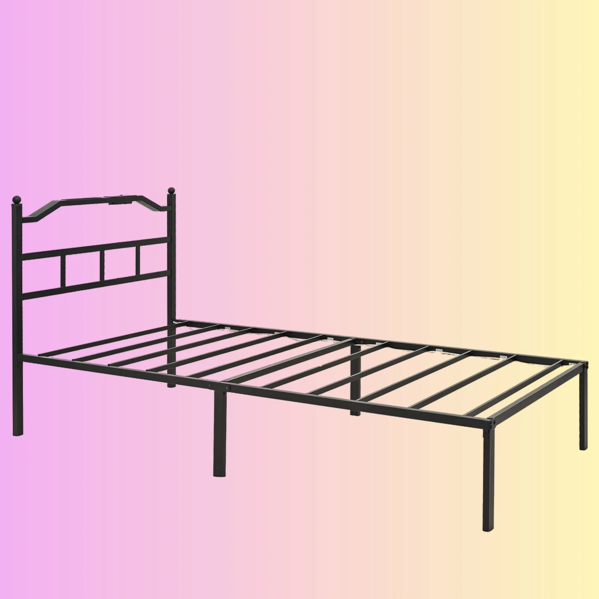 Cama de Ferro Moderna para Adulto com Estrutura de Aço Inoxidável e Resistente Hotel King Queen