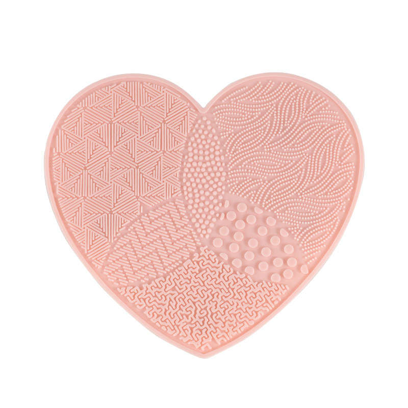 Ferramenta de Limpeza em Forma de Coração, Almofada de Esfregão, Limpador de Silicone para Pincéis de Maquiagem