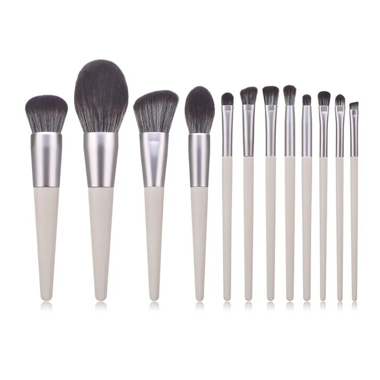 12 Conjunto de Pincéis de Maquiagem Profissional Premium Sintético com Cabo Afinado para Base, Mistura, Blush, Corretivo, Olhos, Rosto, Líquido, Pó e Creme