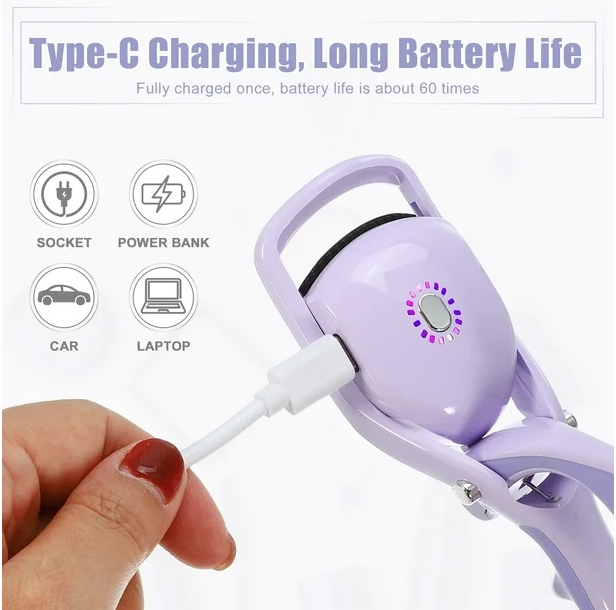 Curvador de Cílios Aquecido Unique Bargains 3 Curvador de Cílios com Temperatura para Levantar e Curvar Cílios Naturais Roxo