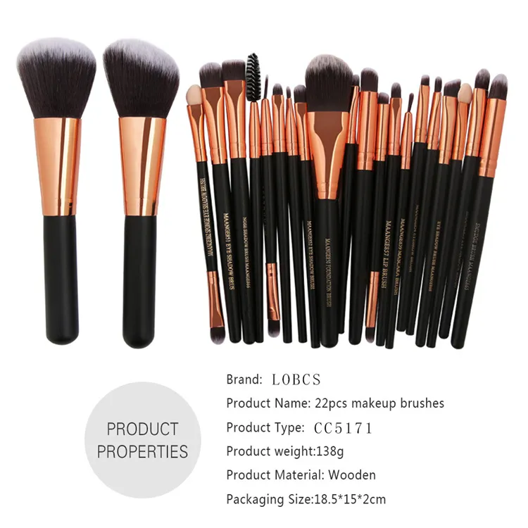 Conjunto de Pincéis de Maquiagem Profissional 22PCS