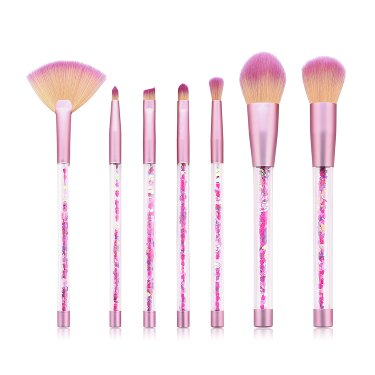 Pincéis de Maquiagem de Unicórnio, Cristal Líquido Brilhante, Pincéis de Glitter, Pincéis de Maquiagem com Alça de Acrílico de Glitter em Areia, Pincéis Cosméticos para Contorno, Rosto, Delineador, Blush, Base e Lábios