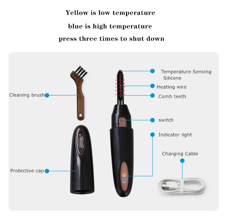 Curvador de Cílios Elétrico Aquecido Carregamento USB Ferramentas de Beleza para Olhos ABS Ferramentas de Maquiagem para Mulheres Ferramenta Recarregável para Levantar Cílios