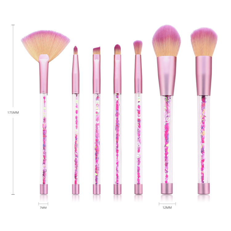 Pincéis de Maquiagem de Unicórnio, Cristal Líquido Brilhante, Pincéis de Glitter, Pincéis de Maquiagem com Alça de Acrílico de Glitter em Areia, Pincéis Cosméticos para Contorno, Rosto, Delineador, Blush, Base e Lábios