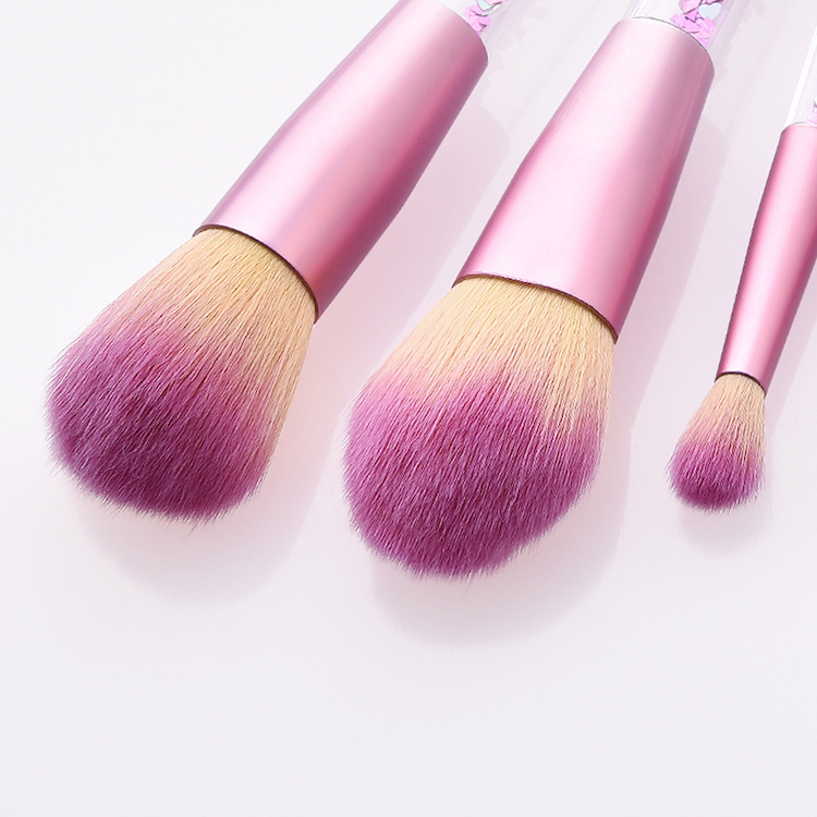 Pincéis de Maquiagem de Unicórnio, Cristal Líquido Brilhante, Pincéis de Glitter, Pincéis de Maquiagem com Alça de Acrílico de Glitter em Areia, Pincéis Cosméticos para Contorno, Rosto, Delineador, Blush, Base e Lábios