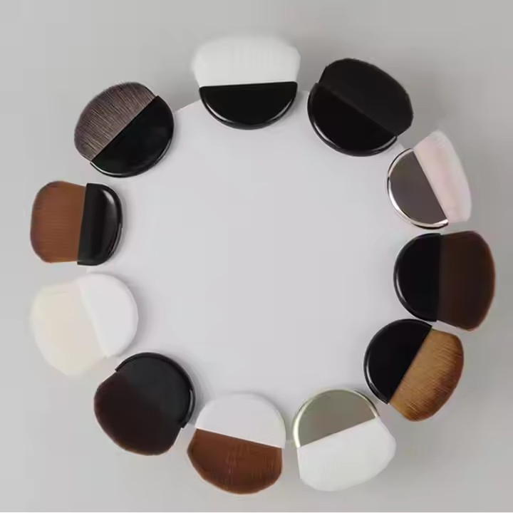Pincéis de Maquiagem em Forma de Meio Redondo, Planos e Curvados, Pincel para Base, Pincel para Blush, Pincel para Contorno Facial, Pincel Mini Rosa