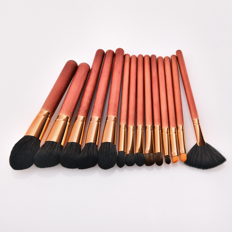 Conjunto de Pincéis de Maquiagem Profissional 14PCS para Pó, Base, Blush, Sombra, Delineador e Lábios