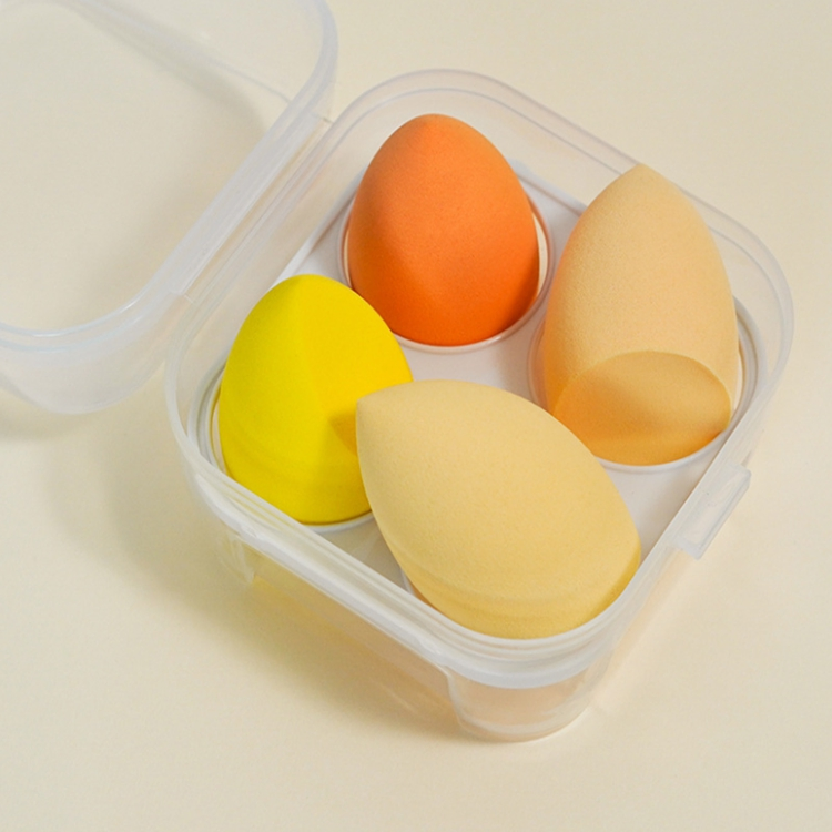 Conjunto de 4 Esponjas de Maquiagem Sem Látex Marca Privada Microfibra Grande Misturador Puff de Beleza com Estojo de Armazenamento