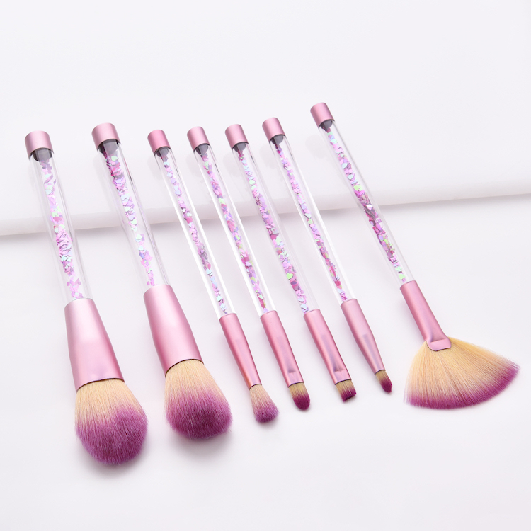 Pincéis de Maquiagem de Unicórnio, Cristal Líquido Brilhante, Pincéis de Glitter, Pincéis de Maquiagem com Alça de Acrílico de Glitter em Areia, Pincéis Cosméticos para Contorno, Rosto, Delineador, Blush, Base e Lábios