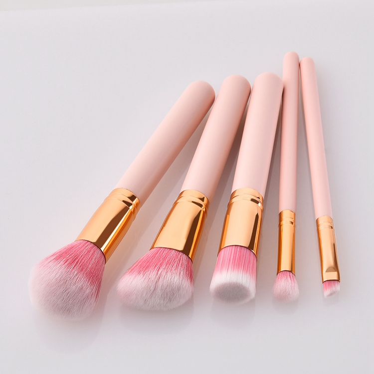 5PCS Conjunto de Pincéis de Maquiagem Rosa em Promoção Pó para Sombra Blush Pincéis para Cílios e Sobrancelhas Conjunto de Maquiagem Feminina Beleza Cosmético
