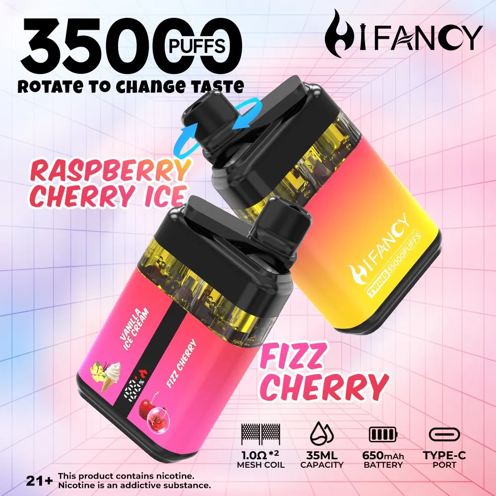 Preço de Atacado Armazém da UE Hifancy Twins 35000 Puffs 2 em 1 Sabores Duplos Caneta Vape Descartável e Vaporizador com Frete Grátis