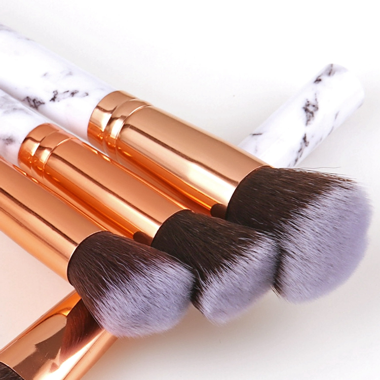 Rótulo Privado 10PCS Branco Preto Rosa Mármore Pincéis de Maquiagem Base Pó Blush Contorno Sombra Conjunto de Pincéis de Beleza