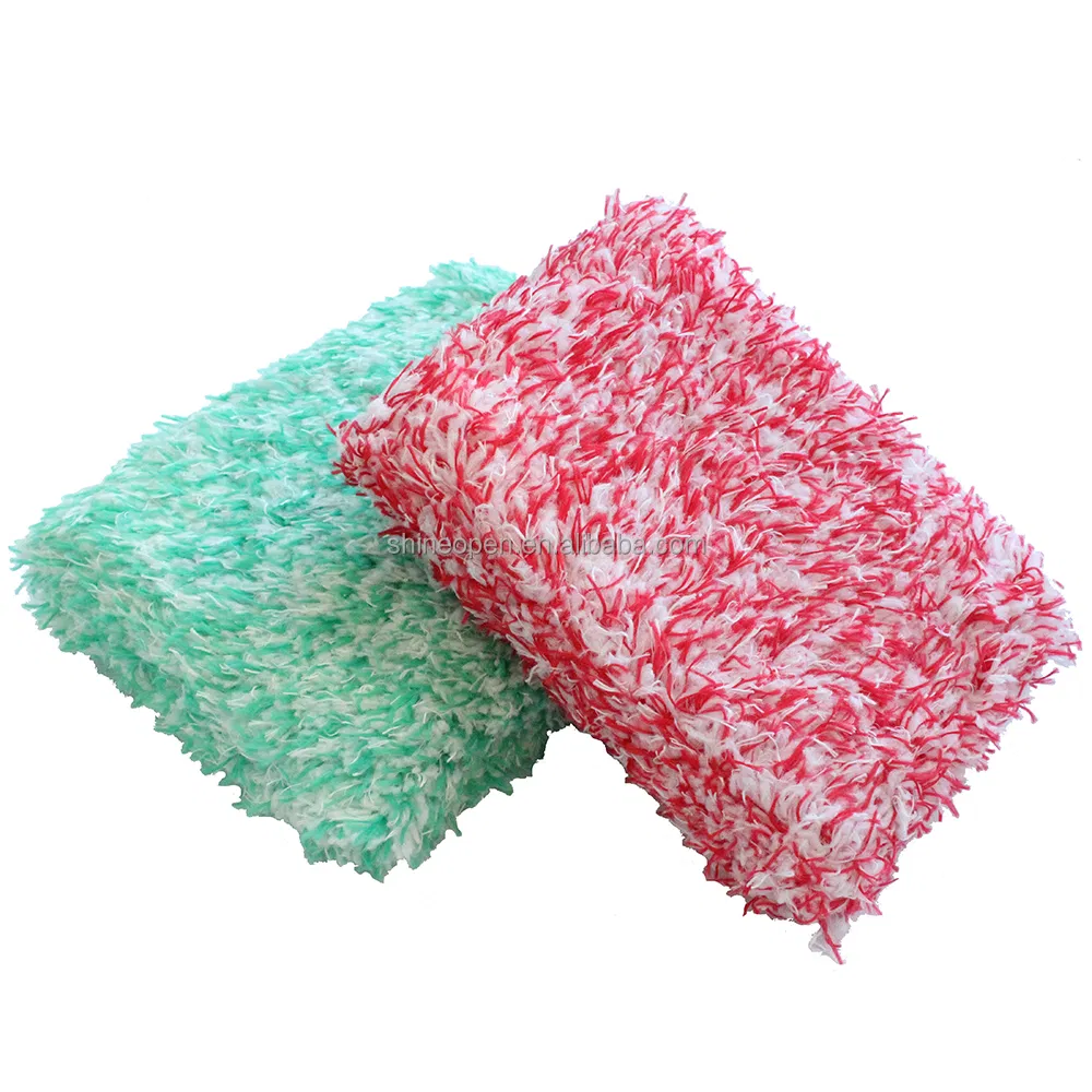 Esponja de Lavagem de Carro Plush Grande Almofadas de Microfibra Coreana Premium Absorvente de Coral Fleece Bloco