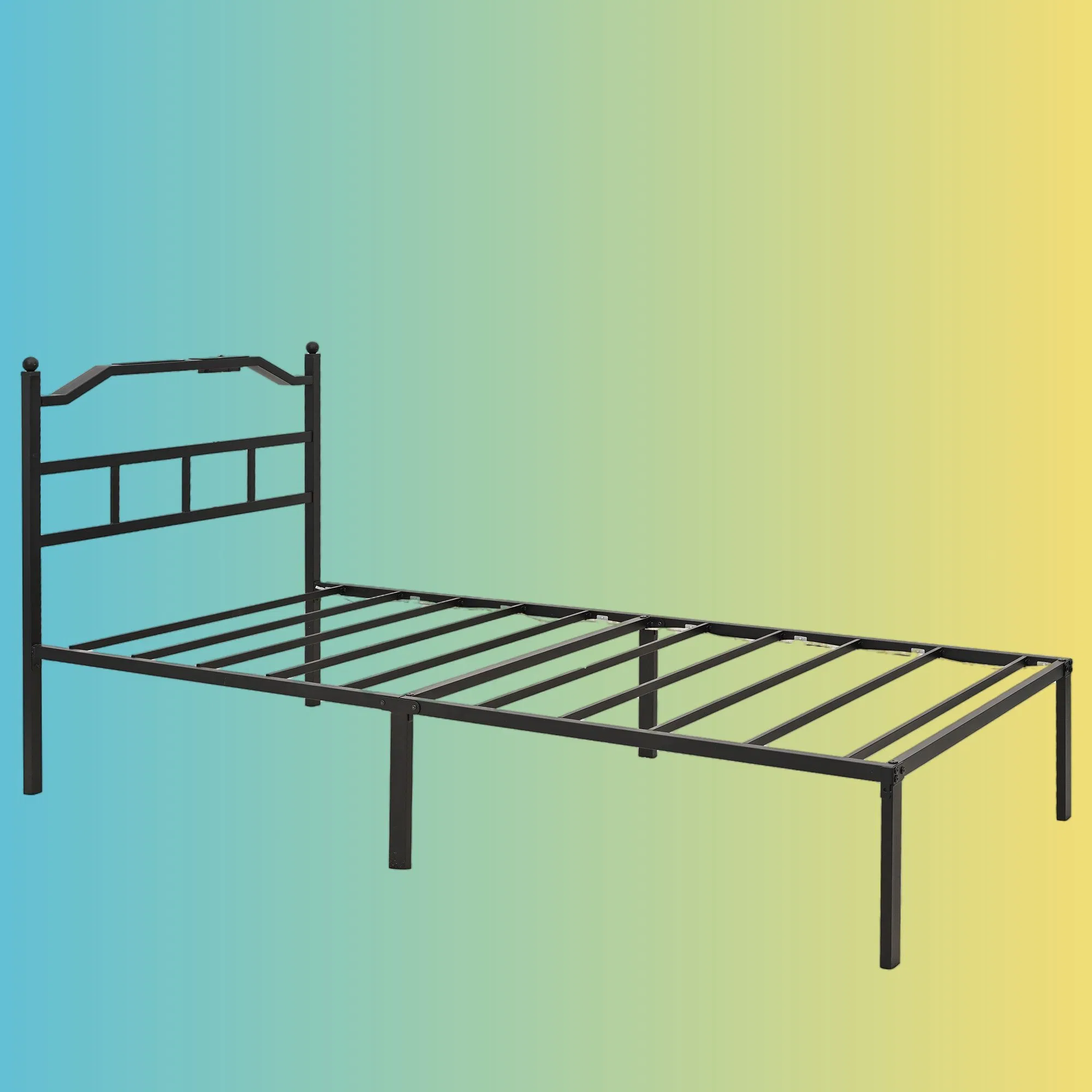 Cama de Ferro Moderna para Adulto com Estrutura de Aço Inoxidável e Resistente Hotel King Queen