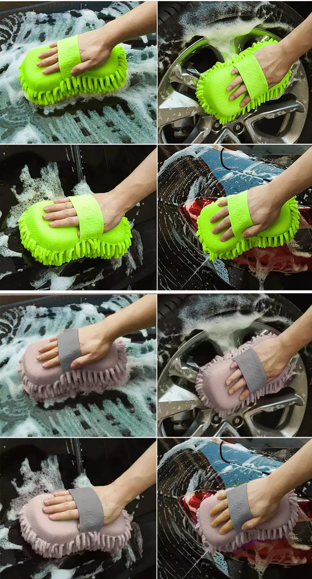 Esponja de Limpeza de Carro Premium de Alta Qualidade, Colorida, de Microfibra Chenille