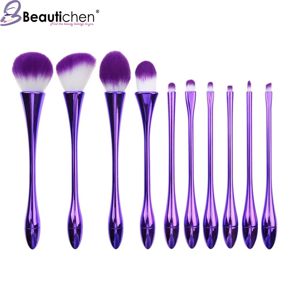 Conjunto de Pincéis de Maquiagem Profissional Beautichen Champagne Fluffy para Pó, Fundação, Blush e Contorno