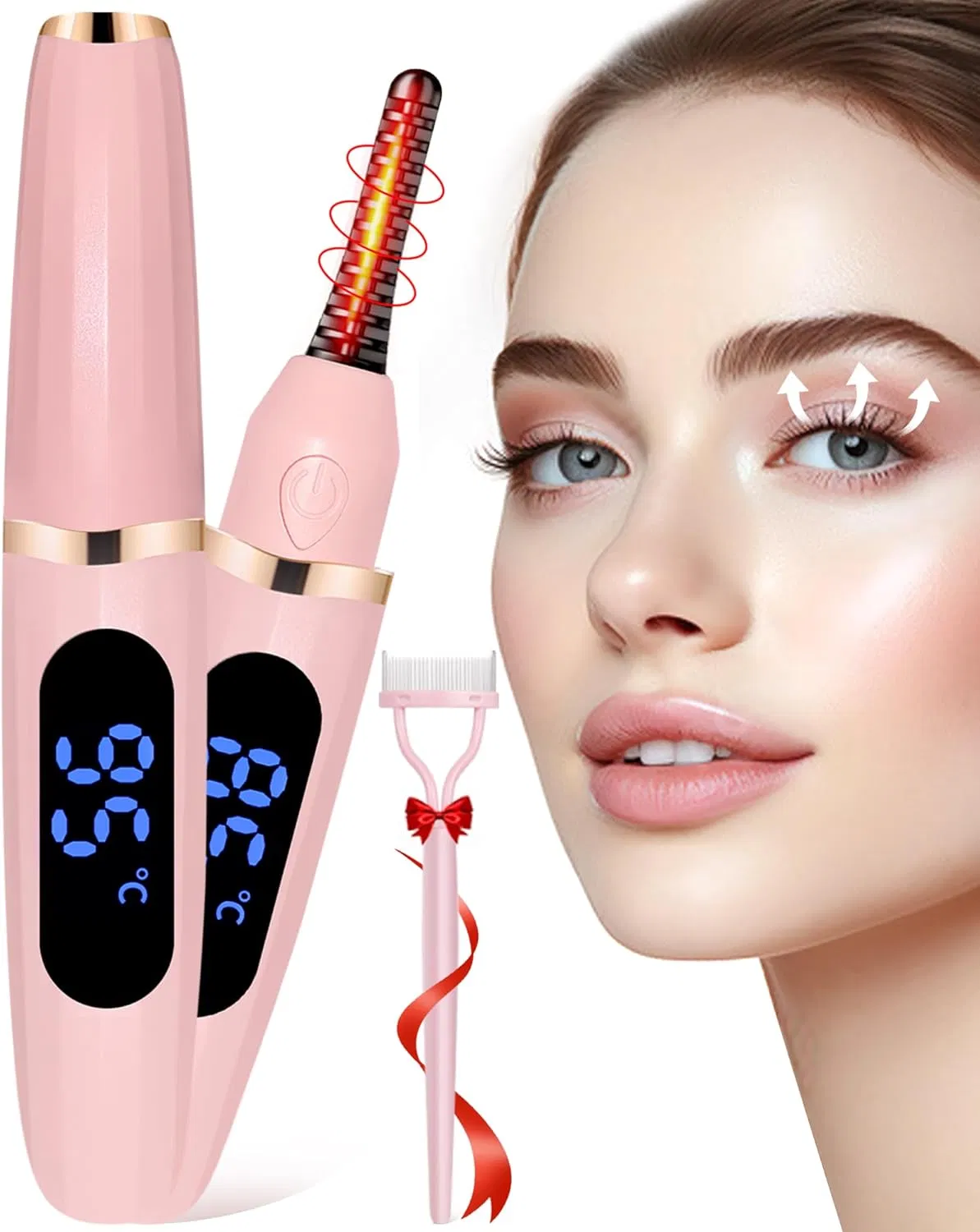 Curlers de Cílios Aquecidos - Curvador de Cílios Térmico - Mini Curvador Elétrico de Cílios com Display LED