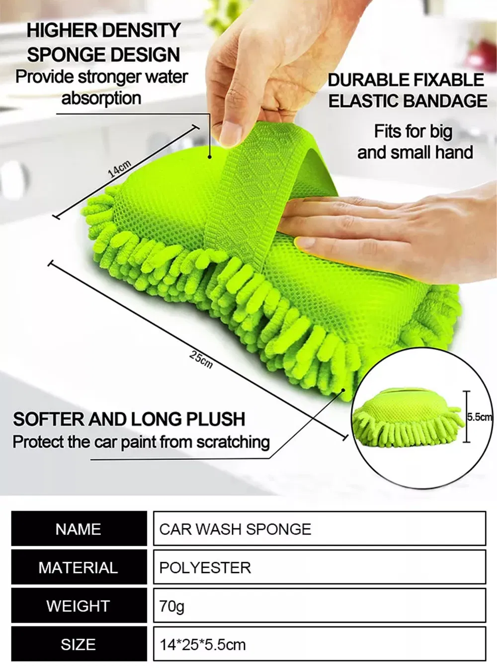 Esponja de Limpeza de Carro Premium de Alta Qualidade, Colorida, de Microfibra Chenille
