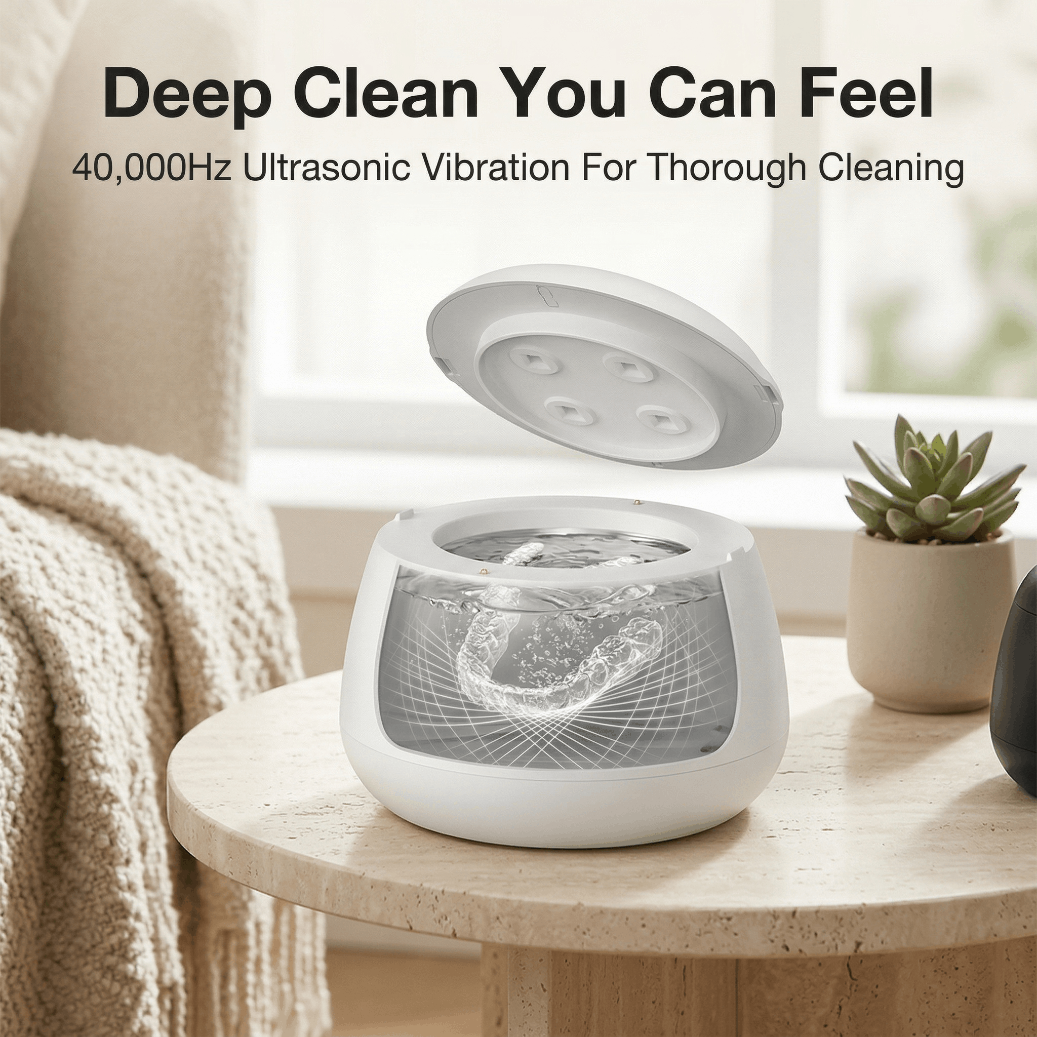 OEM IPX7 Waterproof Ultrasonic UV Dental Cleaner With 200ml Stainless Tank Household Dental Pod Ultrasonic Cleaner for Aligner