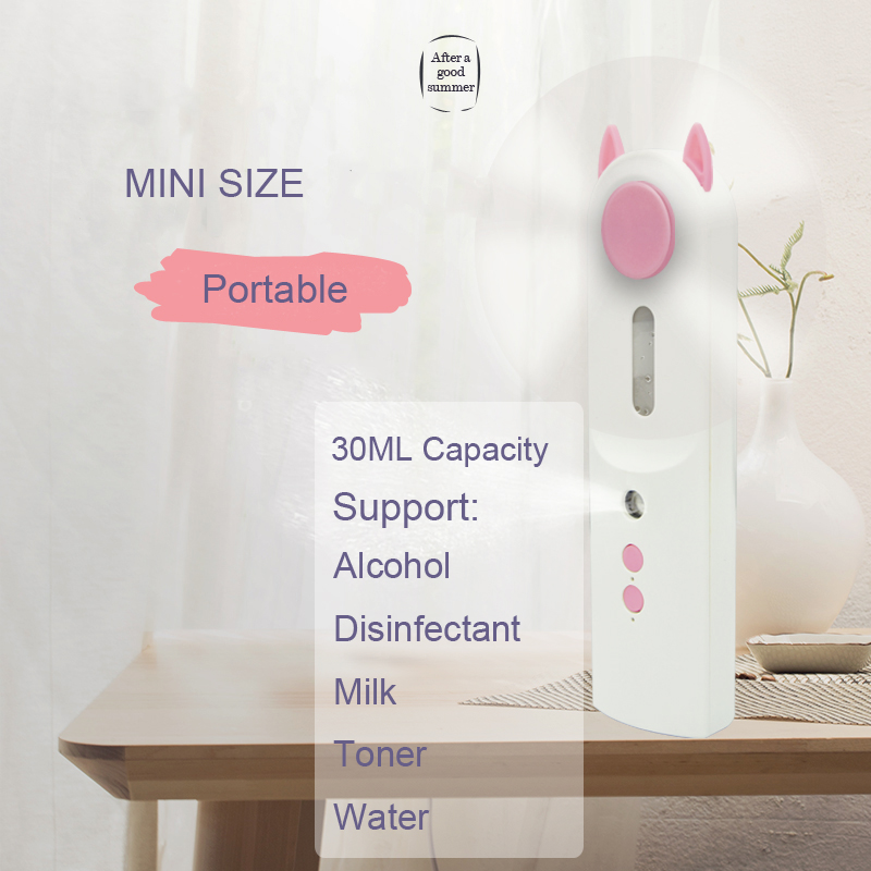 USB Rechargeable Nano Spray Mini Ultrasonic Nano Ionic Facial Steamer Moisturizer Handheld Nano Mister with Usb Fa