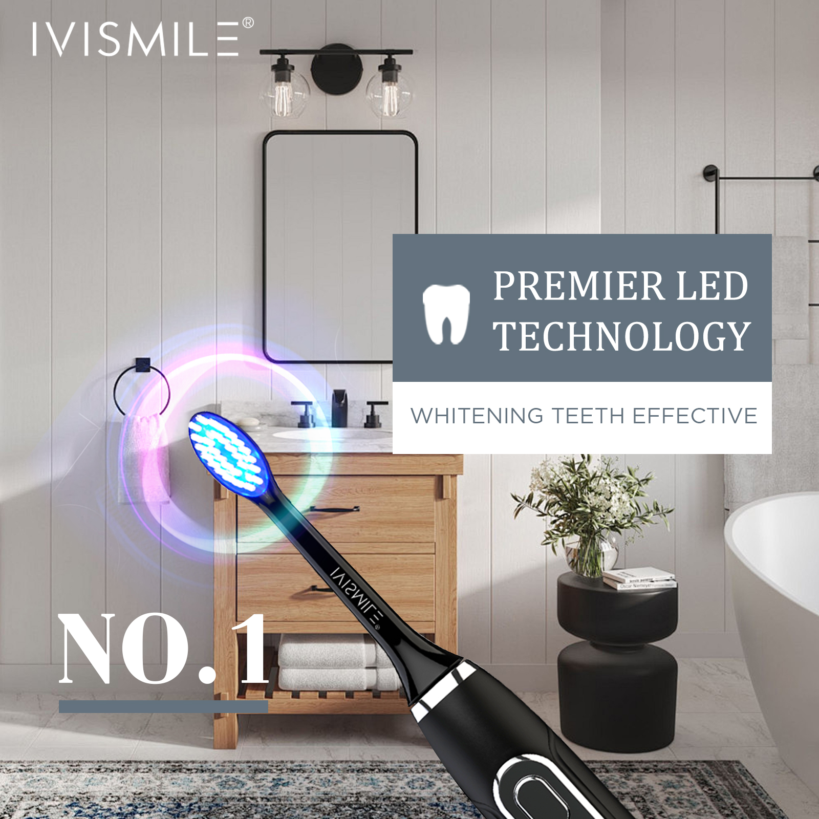 2025 Popular Electric Toothbrush Custom Logo IPX7 Waterproof Smart Blue Light Sonic Electric Toothbrush With 4 Cleaning Modes