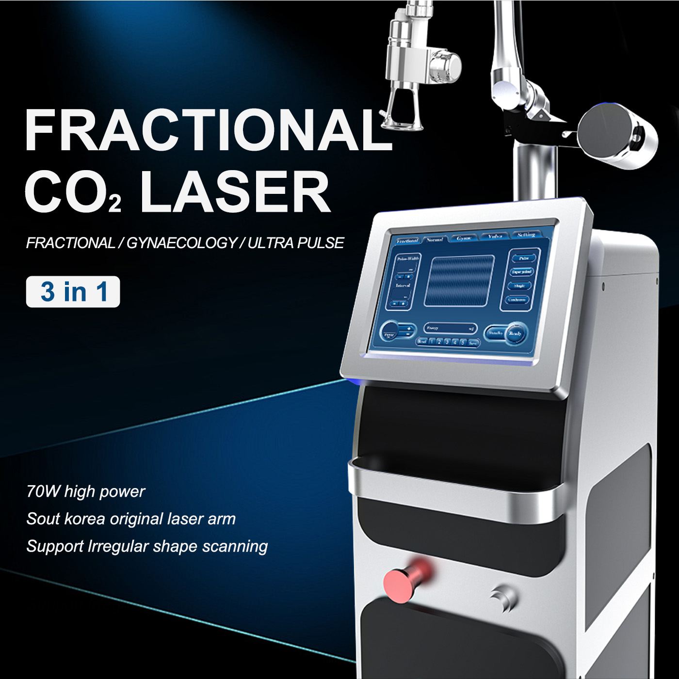 Skin Standing CO2 Fractional Laser Machine with RF Skin Resurfacing Vaginal Tightening Tattoo Removal 10600nm Wavelength