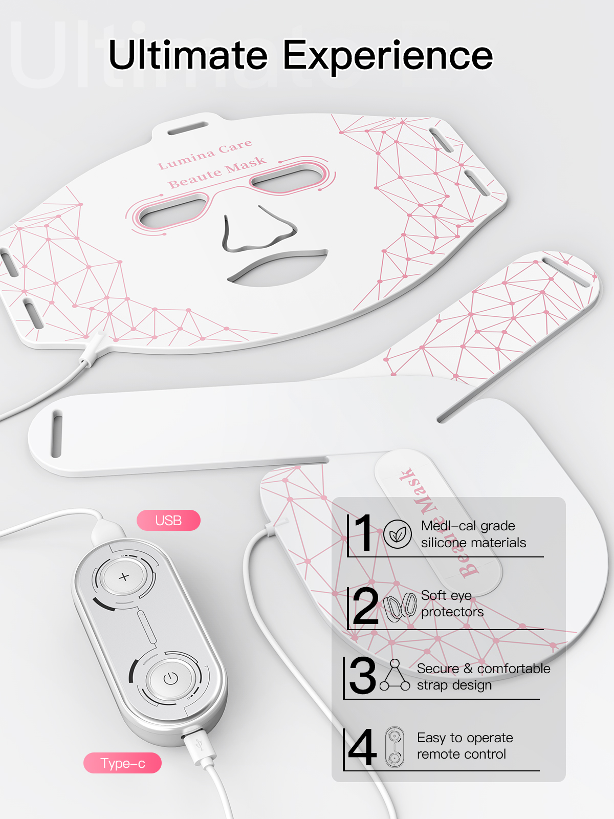 Infra Red Light Therapy Mask Face Collagen Electrical Led Face Neck Mask Infrared Red Light Facial Therapy
