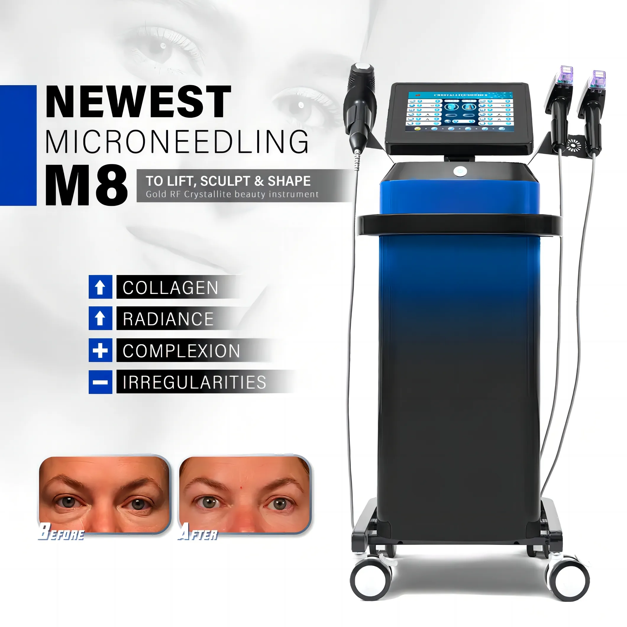 Best Price Glod RF Crystallite Depth 8 Portable RF-Microneedle for Skin Rejuvenation Anti-Aging Wrinkle Removal Machine
