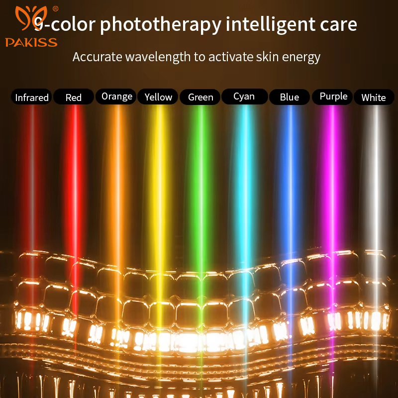 Pakiss 9 Color LED Wavelengths Beauty Stick with EMS and Vibration, Eye Massager Wand