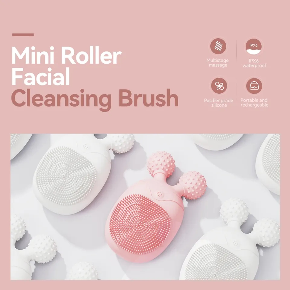 Skin Cleaning Ultrasonic Electric Sonic Silicone Face Cleanser Facial Cleansing Brush