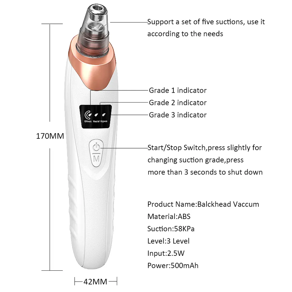 Popular Facial Pore Cleansing Suction Vacuum Black Head Remover Electric Deep Clean Nose Blackhead Removal Machine
