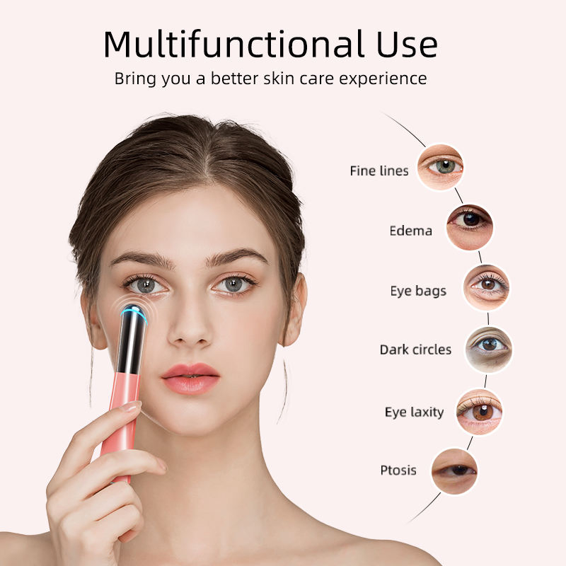 Portable Face Pen Handheld Beauty Device Mini Electric Ion Eye Massager Rechargeable Anti-Puffiness Hot and Cold Facial Massager