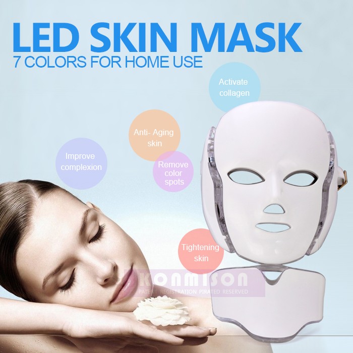 LED Face Infrared Red Light Therapy Mask with Neck Part for Facial Skin Rejuvenation Wrinkle Removal Device
