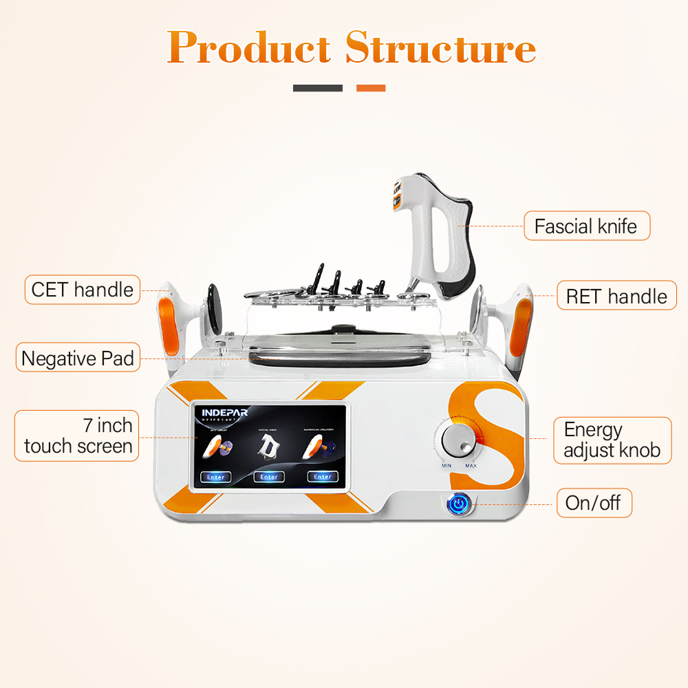 2024z 3in1 448khz RET CET RF Deep Skin Lifting Cellulite Removal Tecar Therapy Physiotherapy Machine with BIO Fascial Knife