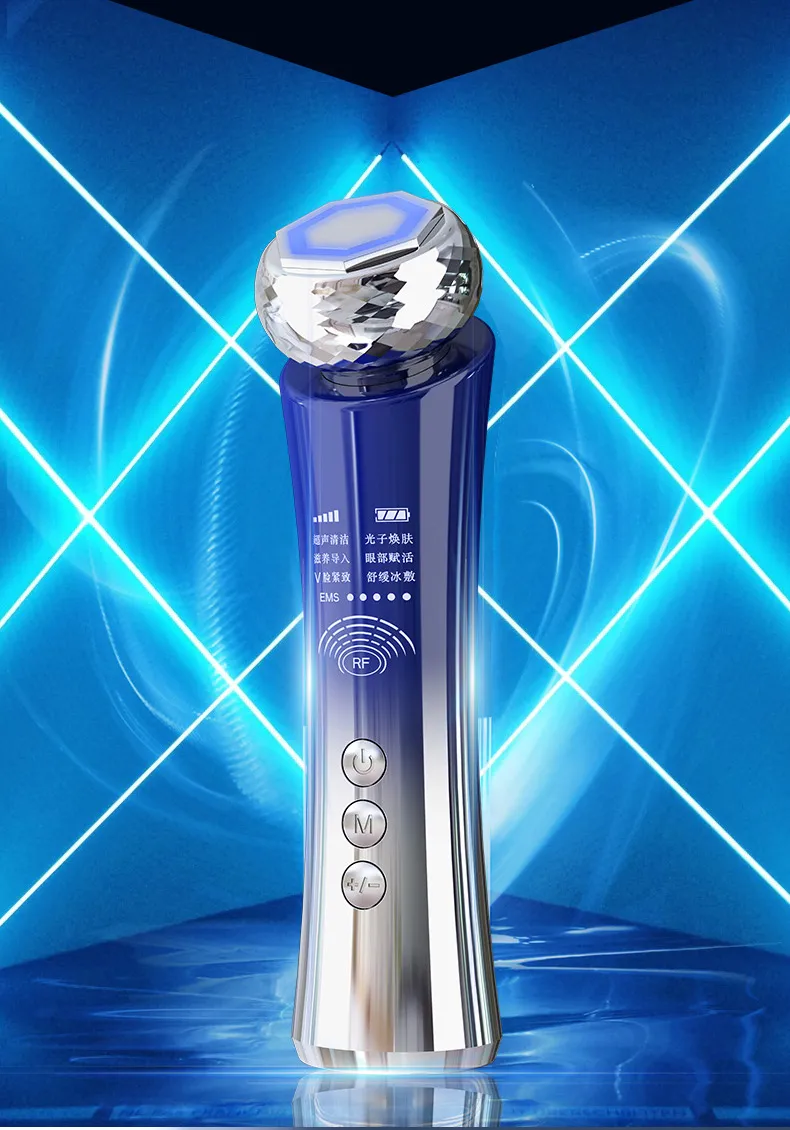 Home Use RF Radio Frequency Beauty Instrument EMS Face Lifting Import & Export Device Hot & Cold Facial Tightening Massager